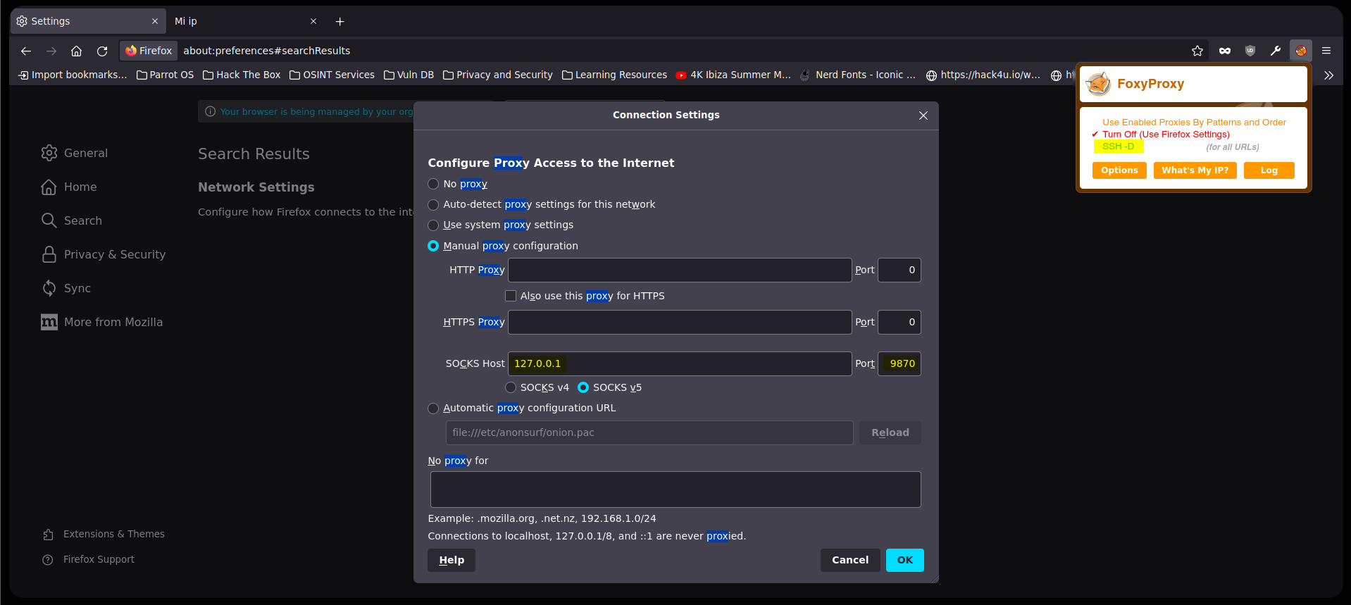 Configuración de Proxy en Firefox